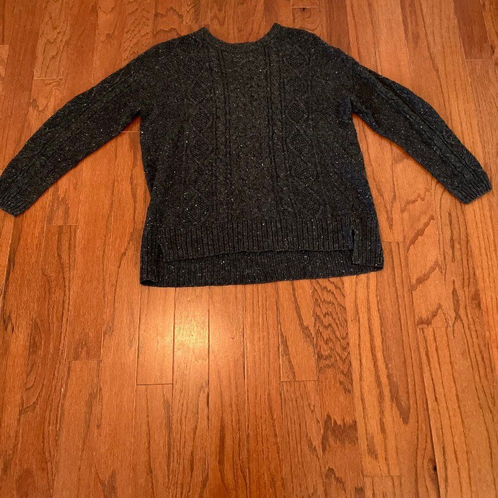 BDG M Cable Knit Preppy Sweater with Suede Elbow Patches